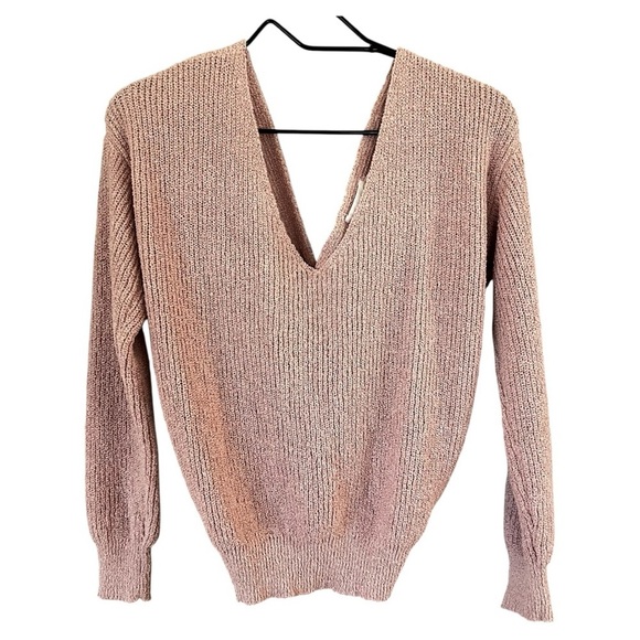 Line & Dot Sweaters - Revolve Line & Dot Sweater Blush Pink Cozy Ribbed V-neck